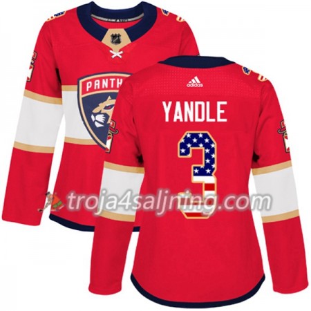 Florida Panthers tröja Keith Yandle 3 Röd USA Flag Fashion 2017-2018 Adidas Authentic - Dame NHL Tröjor